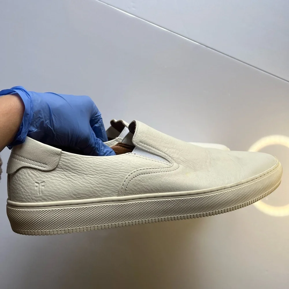 FRYE White Leather Slip-On Shoes‎